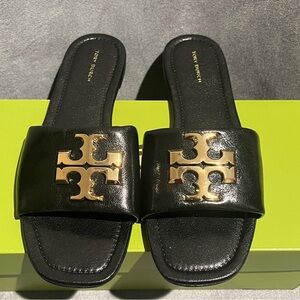 Tory Burch Women’s Eleanor Slide Black Gold Size 8.5 US